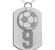 Soccer Dog Tag with Number and Swivel Pendant