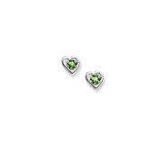 14K  White Gold Child s Genuine Emerald Heart Birthstone Earrings