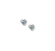14K  White Gold Child s Genuine Aquamarine  Heart  Birthstone Earrings
