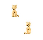14K Yellow Gold Children s Cat Earring