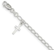 Sterling Silver Cross Charm Children s Bracelet