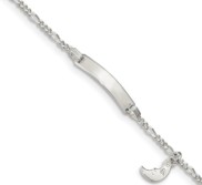 Sterling Silver Moon Charm Figaro Chain Children s ID Bracelet