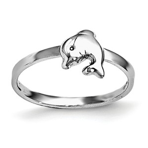 Sterling Silver Plated Children s Polished Dolphin Ring
