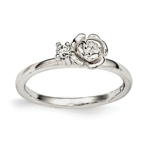 Sterling Silver Clear CZ Rose Children s Ring