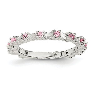 Sterling Silver Pink and White CZ Children s Ring