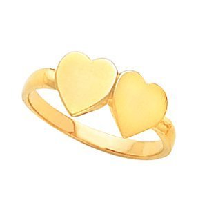 14K Gold Women s Double Heart Signet Ring