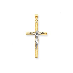 14k Two tone Crucifix Pendant