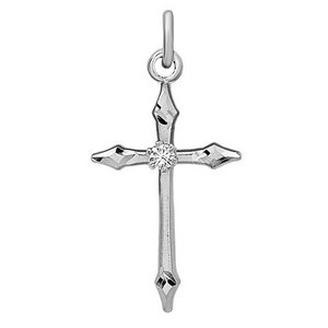 Sterling Silver Crucifix Pendant w  Cubic Circonia