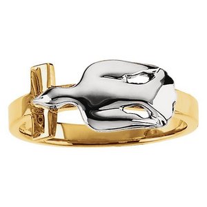 Solid 14k Gold Two Tone Holy Spirit Ring