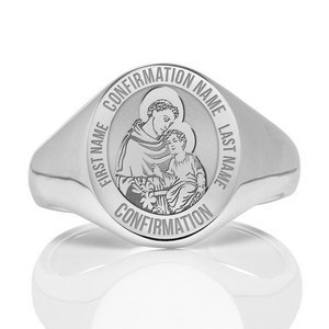 Custom Saint w  Personalized Saint Name Confirmation Religious Ring