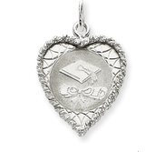 Sterling Silver Graduation Cap   Diploma Disc Charm