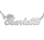 Graduation Cap Script Name Necklace with Chain Included