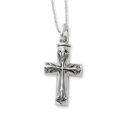 Sterling Silver Antiqued Cross Remembrance Cremation Ash Holder w  18 Inch Chain