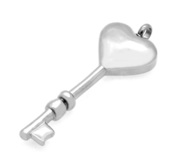 Stainless Steel High Polished Key Heart Cremation   Ash Holder