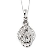 Sterling Silver Antiqued Tear of Strength Cubic Zirconia Cremation Ash Holder w  18 Inch Chain