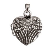 Sterling Silver  Angel Wing  Antiqued Cremation Picture Locket