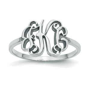 Personalized Vine Script Cut Out Monogram Thin Band Signet Ring