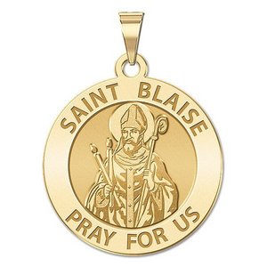 Saint Blaise Round Religious Medal   EXCLUSIVE 