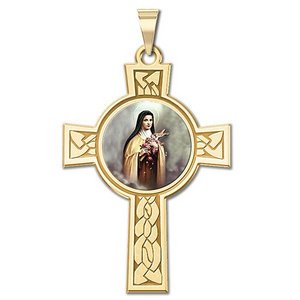 Saint Theresa Cross Religious Medal  Color EXCLUSIVE 