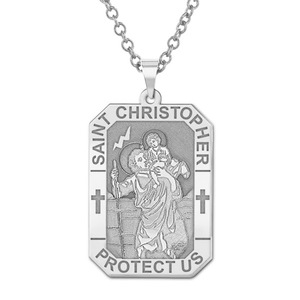 Saint Christopher Rectangular Tag Religious Medal  EXCLUSIVE 