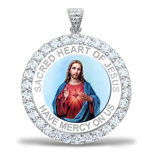 Sacred Heart of Jesus CZ Religious Medal  Color EXCLUSIVE 