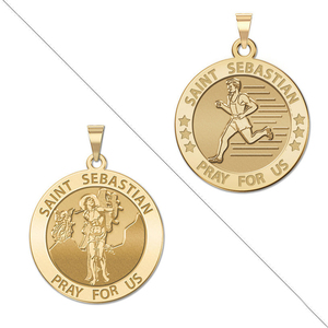 Male Track and Runner   Saint Sebastian Doubledside Sports Religious Medal  EXCLUSIVE 