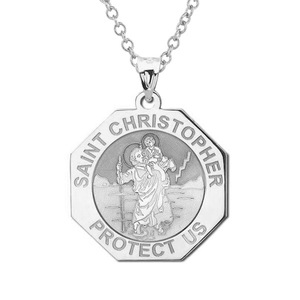 Saint Christopher Perfect Octagon Religious Medal    EXCLUSIVE 
