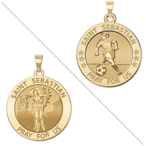 Female Soccer   Saint Sebastian Doubledside Sports Religious Medal  EXCLUSIVE 