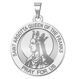 Saint Argotta Queen of the Franks Round Religious Medal    EXCLUSIVE 