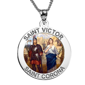 Saint Victor and Saint Corona Color Religious Medal  EXCLUSIVE 