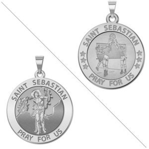 Volleyball   Saint Sebastian Doubledside Sports Religious Medal  EXCLUSIVE 