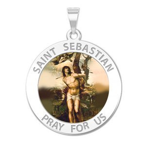 Saint Sebastian Religious Medal  Color EXCLUSIVE 