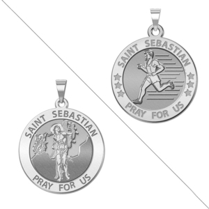 Male Track and Runner   Saint Sebastian Doubledside Sports Religious Medal  EXCLUSIVE 