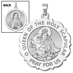 Scapular Scalloped Round Religious Medal  EXCLUSIVE 