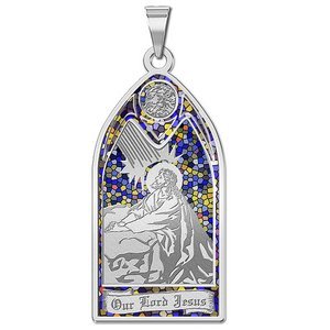 Our Lord Jesus   Stained Glass Religious Medal  EXCLUSIVE 