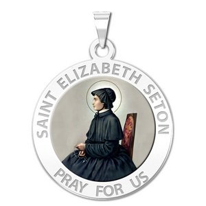 Saint Elizabeth Seton Round Religious Medal  Color EXCLUSIVE 