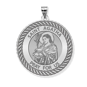 Saint Agatha Round Rope Border Religious Medal