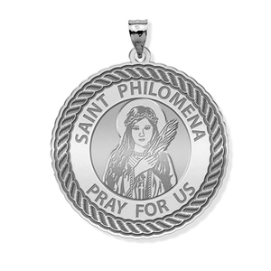 Saint Philomena Round Rope Border Religious Medal