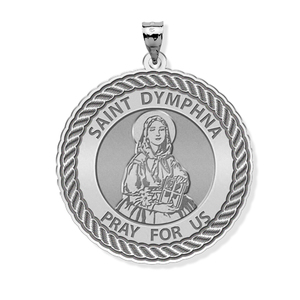 Saint Dymphna Round Rope Border Religious Medal