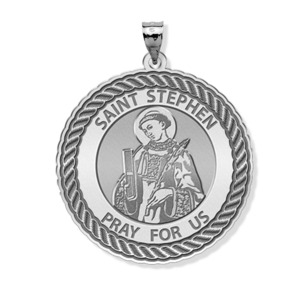 Saint Stephen Round Rope Border Religious Medal