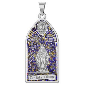 Our Lady of GraceS Miraculous Medal   Stained Glass Religious Medal  EXCLUSIVE 