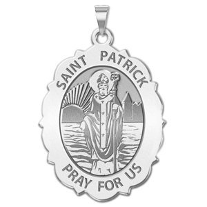 Saint Patrick Religious Medal Scalloped OVAL  EXCLUSIVE 