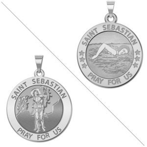 Girl Swimmers   Saint Sebastian Doubledside Sports Religious Medal  EXCLUSIVE 
