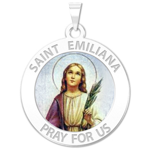 Saint Emiliana Round Religious Medal Color