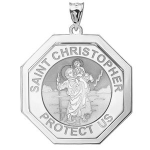 Saint Christopher Three Dimensional Premium Weight Octagon Religious Medal    EXCLUSIVE 