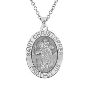 Saint Christopher OVAL Religious Medal   EXCLUSIVE 