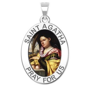 Saint Agatha Religious Color Oval Medal   EXCLUSIVE 