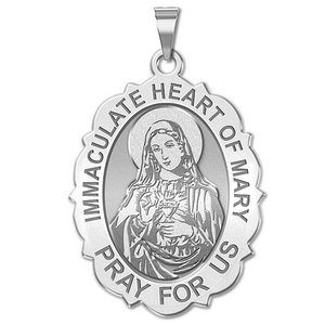 Immaculate Heart of Mary Scalloped Oval Religious Medal  EXCLUSIVE 