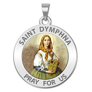 Saint Dymphna Round Religious Medal  Color EXCLUSIVE 
