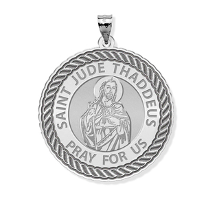 Saint Jude Round Rope Border Religious Medal